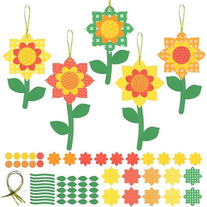 Fennoral 10 Pack Sunflower Crafts for Kids Make You Own Flowers Foam Stickers Ornament DIY Arts and Crafts for Boys Girls Spring Summer Art Activity Birthday Decoration