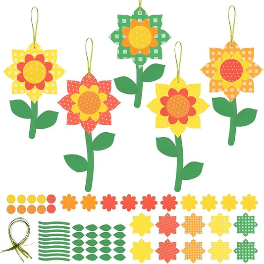 Fennoral 10 Pack Sunflower Crafts for Kids Make You Own Flowers Foam Stickers Ornament DIY Arts and Crafts for Boys Girls Spring Summer Art Activity Birthday Decoration