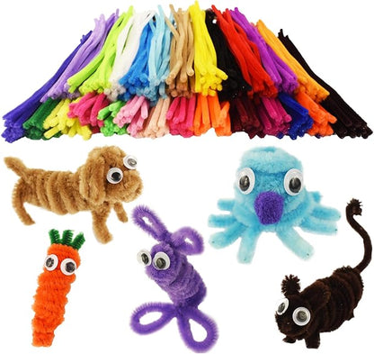 862 Pieces Kids Art & Craft Supplies Set DIY Activities & Parties Pipe Cleaners Craft Set 200 Pcs Pipe Cleaners 454 Pcs Pom Poms 208 Pcs Wiggle Eyes Self Adhesive1