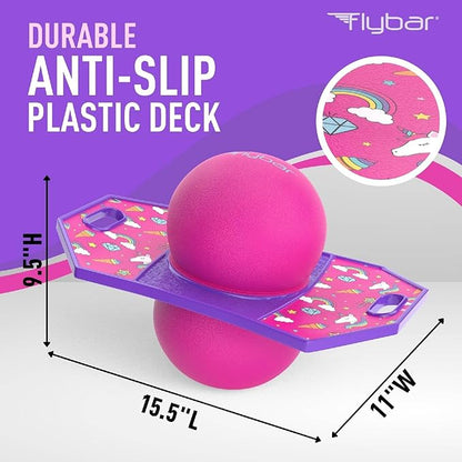 Flybar Pogo Trick Ball for Kids – Balance Bounce Board with Anti-Slip Deck – Pump Included - Indoor & Outdoor Toys for Boys and Girls Fun Way to Reduce Screen Time Supports up to 160 lbs – Ages 6+