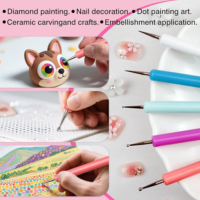 5-Piece Pattern Tracing & Embossing Stylus Set – Dual-Ended Ball Tip Tools for Transfer Paper, Drawing, Clay Sculpting & Nail Art