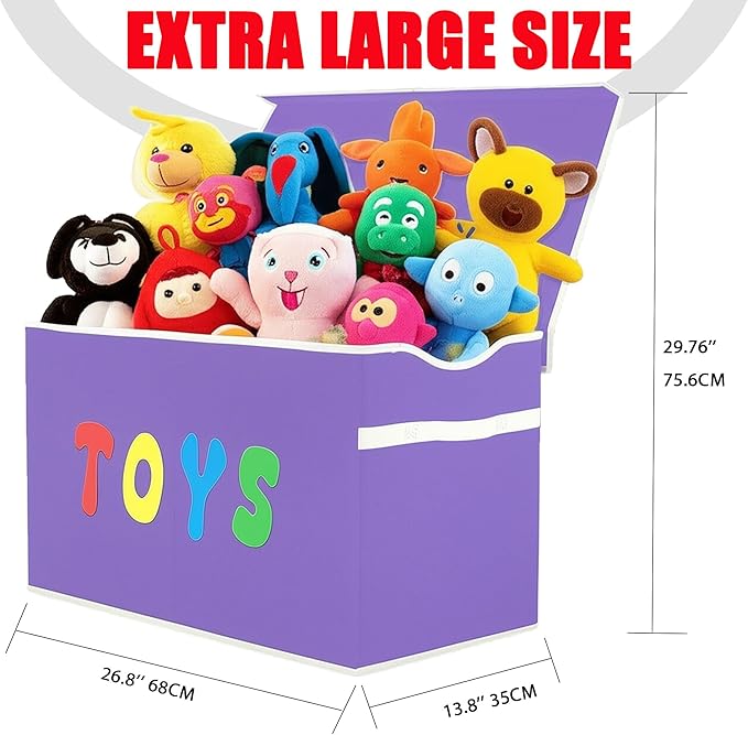YOLOXO Toy Box Chest, Collapsible Sturdy Storage Bins with Lids, Extra Large Kids Toy Storage Organizer Boxes Bins Baskets for Kids, Boys, Girls, Nursery Room, Playroom, Closet (Classical Purple)