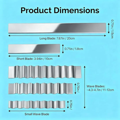 Polymer Clay Cutters - Premium Stainless Steel Clay Cutting Tools Set with 2 Straight Tissue Blades for Polymer Clay, 3 Curved Wave Blades, Professional Clay Slicing Tool Kit -Protect Fingers