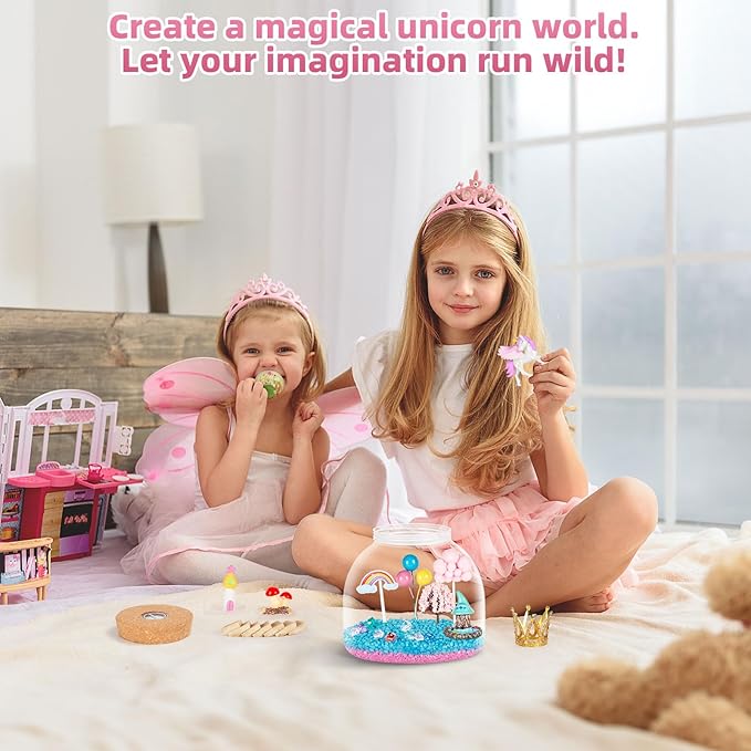 Unicorn Light Up Terrarium Kit for Kids - Create a Fantasy Unicorn World | Unicorn Toys for Girls, Science Kits, Arts and Crafts for Kids, Girls Toys Ages 4+, Kids Gifts