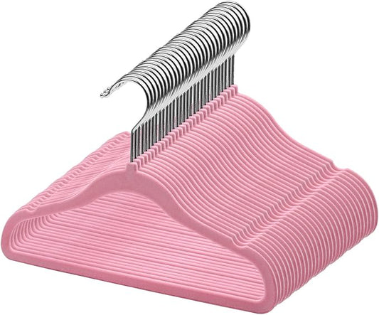 GoodtoU Kids Velvet Hangers,30 Pack Baby Hangers for Closet Non Slip Velvet Clothes Hangers Coat Hangers for Toddler Children Infant Hanger (Pink 30Pack)