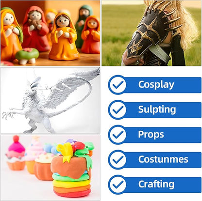 Moldable Cosplay Foam Clay Skin Colors (300g) – High Density and Quality for Intricate Designs | Air Dries to Perfection for Cutting with a Knife or Rotary Tool, Sanding or Shaping