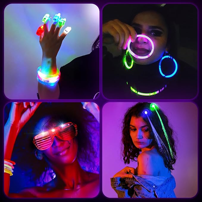 LED Light Up Toys Party Favors for Kids,Glow Sticks, Glow Glasses, Finger Lights,Glow Bracelets,Glow Braids, for Glow Party Favors/ Christmas Gifts /Birthday