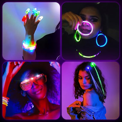 LED Light Up Toys Party Favors for Kids,Glow Sticks, Glow Glasses, Finger Lights,Glow Bracelets,Glow Braids, for Glow Party Favors/ Christmas Gifts /Birthday