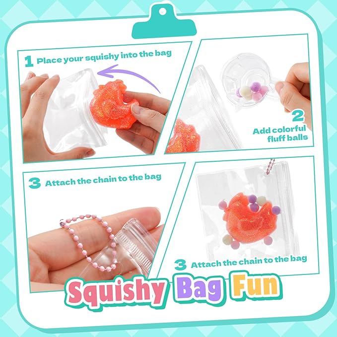 Crelloci Glow in the Dark Squishy DIY Kit for Kids 6+, Easter Animal Squishy Making Craft Set with Silicone Mold, Glow Powder, Glitter & Charms, Sensory Fidget Toy, Easter Basket Stuffer Gift