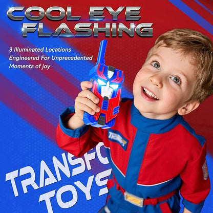 Transform Toys Walkie Talkies for Kids 2 Pack Blue Leader Robot, 2500 FT Range, Cool Eye Lights for 3 4 5 6 7 8 9 10 Year Old Outdoor Camping Toys, Birthday Gifts for Boys Ages 3-12