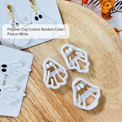 Xaekicr Halloween Ghost Polymer Clay Cutters – 3 Pcs Spooky Clay Cutters for Earrings and DIY Crafts, Polymer Clay Tools for Jewelry Making