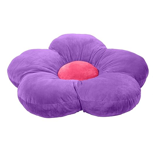 ECR4Kids SoftZone Flower Floor Pillow, Seating Cushion, Purple