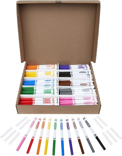 Crayola Fine Line Markers Classpack (200ct), Markers for Kids, Teacher Classroom Must Have, Back to School, Bulk Markers For School