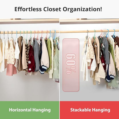 Baby Hangers for Closet Adjustable Kids Hangers 40 Pack 11"-14" Baby Hangers in Mixed Colors for Kids' Closet, Children Non-Slip and Extendable Clothes Hangers for Nursery Infant Toddle