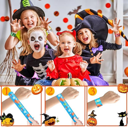 48Pcs Holiday Bracelets Party Favors for Kids Slap Bracelets Holiday Bag Stuffers Treats Non Candy Holiday Goodie Bag Fillers Stuffers Snap Bracelet Party Supplies, PVC Polyvinyl Chloride