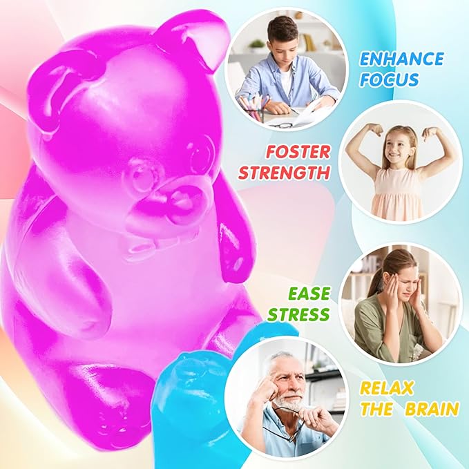 Fidget Toys Gummy Bear, Stress Cube Squishies Anxiety Stress Relief, Ice Squishy Stress Cube-Drop Malt Sugar Balls, Sensory Ball for Kids with Autism (Orange, 1)