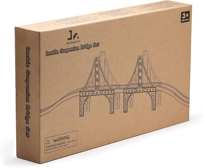 SainSmart Jr. Wooden Train Set Accessories, Double Suspension Bridge Set, Compatible with Brio, Thomas, Melissa and Doug