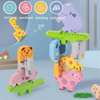 Montessori Toys for 2-4 Year Old Boys or Girls, 10 Pack Wooden Animal Blocks Sorting & Stackin with Cards, Suit for Kids Preschool Educational Toys, 3-5 Year Old Toddlers Girl Boy Gifts