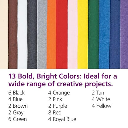 Colorations 100% Polyester Felt Sheets 9 inches x 12 inches, 13 colors, 1mm Thick, 50 Sheet Pack for Sewing and DIY Arts & Crafts Projects, Blue,Gray,Green,Orange,Purple,White