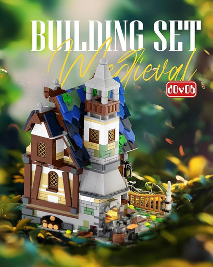 dOvOb Architecture Medieval Smithy Building Blocks Set with LED Light Bricks - 1200+PCS Construction Model for Adults and Kids