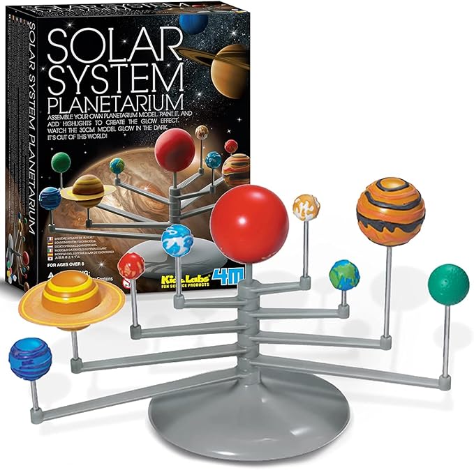 4M: Solar System Planetarium - Assemble Your Own 11.8" Model, Snap-Together, Glow-in-The-Dark Paint, DIY STEM Craft & Science Project Kit, Kids 8+
