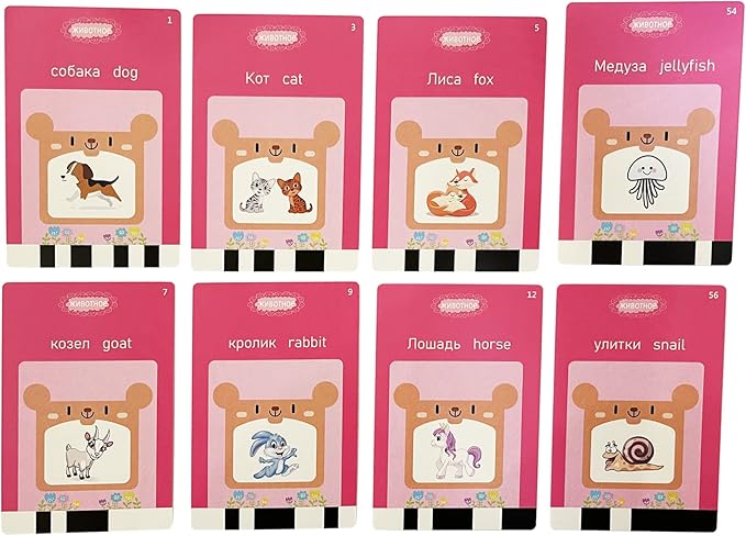 Russian English Taking Flash Cards 112 PCS, Teach & Learn Basic Russian Alphabet Words for Children, Bilingual Early Learning & Easy Teaching Russian Books for Kids
