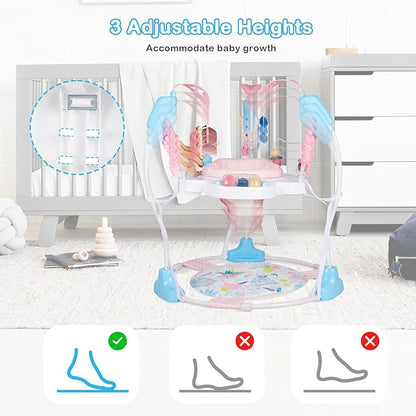 Baby Activity Center, Infant Jumpers and Bouncers with Music, Lights, Infant Toys, 360°Rotating Seat, 3 Adjustable Heights, Baby Play and Learning Center for 6+ Months
