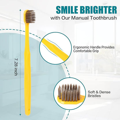 30pcs Individually Wrapped Bulk Toothbrushes, Colorful Manual Disposable Travel Toothbrush Set for Adult, Kid, Medium Soft Bristles, for Travel, Hotels (4 Colors)