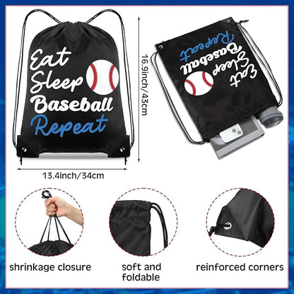 48 Pcs Baseball Party Favors for Kids Include 12 Baseball Drawstring Bags, 12 Baseball Keychain, 12 Silicone Baseball Bracelets, 12 Mini Stress Ball for Sports Birthday Supplies Decorations