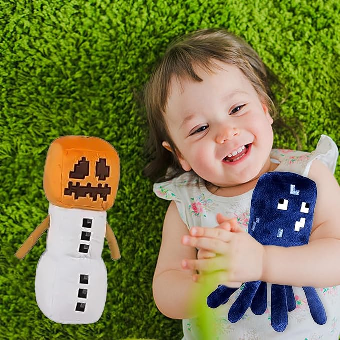 8Pack Snow Golem Plush, Enderman Plush, Baby Wolf, Baby Pig, Spider, bat, Skeleton Shooter, Squid Stuffed Animals Toys，Great Gift for Children and Fans.