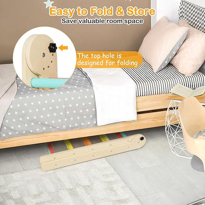 HONEY JOY Climbing Toys for Toddlers, 4 in 1 Foldable Wooden Montessori Kids Triangle Climber, Double Side Ramp & Climber, Baby Learning Indoor Climbing Ladder Gym for Boys Girls (Colorful)