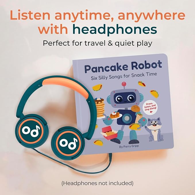 Cali's Books Pancake Robot by Parry Gripp Music Book Toddlers 1-3 Years Old - Food & Snack Songs Musical Book, Headphone Jack Sound Book, Singing Toy Children Girls Learning Song Toy Toddler Boys
