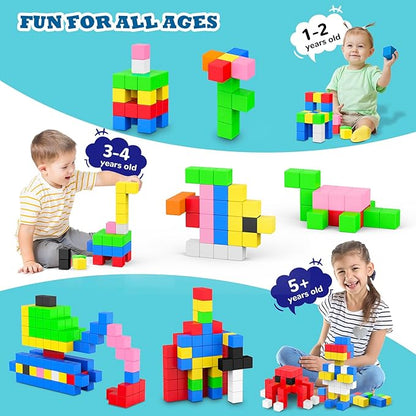 ROMDS 64 PCS Magnetic Blocks Toddler Toys Sensory Toys Magnetic Building Blocks Toys for Toddlers 3 4 5 6 7 8+ Years Old Boys Girls