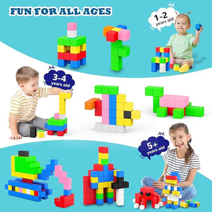 ROMDS 64 PCS Magnetic Blocks Toddler Toys Sensory Toys Magnetic Building Blocks Toys for Toddlers 3 4 5 6 7 8+ Years Old Boys Girls