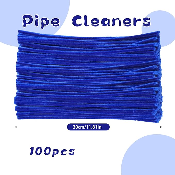 100Pcs Pipe Cleaners, Pipe Cleaners Craft, Chenille Stems Creative Craft Pipe Cleaners Flowers for Festivals Decorations, Crafting Pipe Cleaners Supplies for DIY Arts Making/Royal Blue