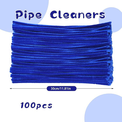 100Pcs Pipe Cleaners, Pipe Cleaners Craft, Chenille Stems Creative Craft Pipe Cleaners Flowers for Festivals Decorations, Crafting Pipe Cleaners Supplies for DIY Arts Making/Royal Blue