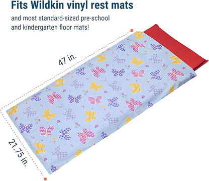 Wildkin Kids Nap Mat Cover for Boys & Girls, Sewn-in Flap Design Rest Mat Cover, Perfect for Preschool and Daycare, Fits our Vinyl Nap Mat up to 1.5 Inches Including Basic Sleep Mat (Butterfly Garden)