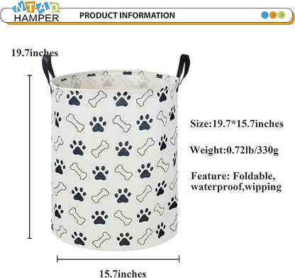 NTAOHAMPER Kids Laundry Hamper, Waterproof Storage Bin, Baby Boy Nursery Hamper with Paw Design, Clothes Organizer, Toys Bin, Room Decor