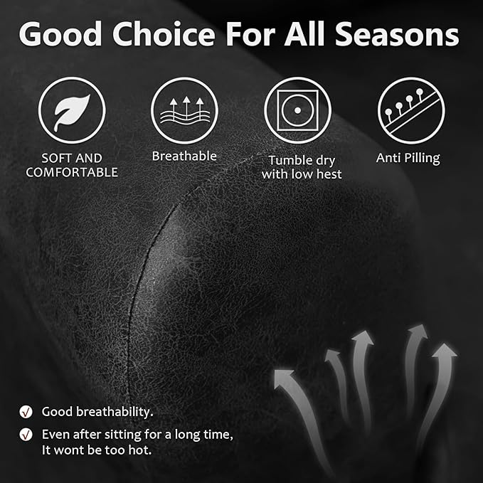 molasofa Recliner Chair Covers - 4 Pieces Leather Like Large Recliner Chair Covers with Pocket Waterproof Non Slip Stretch Recliner Slipcover for Lazy Boy Recliner Chair Washable (Dark Grey)