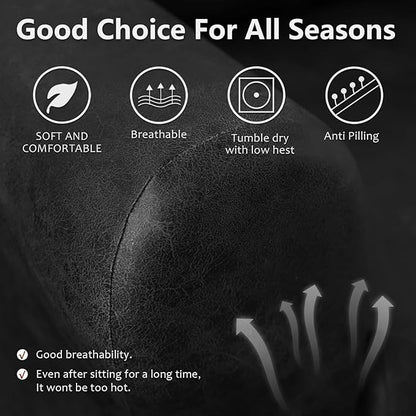 molasofa Recliner Chair Covers - 4 Pieces Leather Like Large Recliner Chair Covers with Pocket Waterproof Non Slip Stretch Recliner Slipcover for Lazy Boy Recliner Chair Washable (Dark Grey)