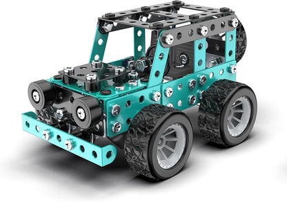 Building Sets Stem Assembly Metal 3-D Puzzle Off-Road Model Car Building Kit Construction Set Toys Parent-Child Interaction Construction Sets Gifts for Kids 8-16 Blue…