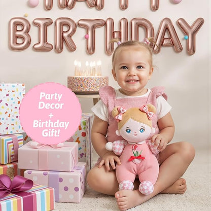OUOZZZ Soft Baby Doll 10" Tulip Pink - First Birthday Toys for 1 Year Old Girl, Ideal 1 Year Old Girl Gifts & Baby Girl Gifts, Snuggle Buddy for Infants