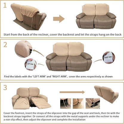 JIVINER 6-Piece Loveseat Recliner Slipcover Stretch Jacquard Recliner Sofa Cover 2 Seater Washable Reclining Couch Cover with Pocket Fitted Furniture Protector Cover (Loveseat Recliner, Army Green)