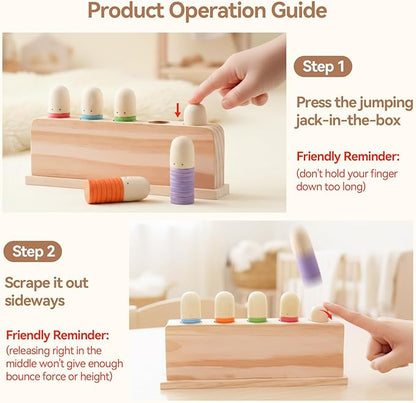 Pop Up Toy Multicolor Puppets | Wooden Color Sorting Toys | STEM Montessori Color Matching Toys | Preschool Learning Educational Toys Gifts for Kids Boys Girls Ages for 1 2 3 Years (Classic Colours)
