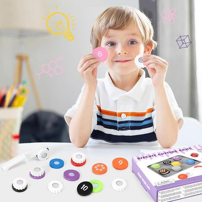 Upltowtme Wooden Cookie Play Food Set for Kids Number Counting and Matching Game Pretend Play Slice Biscuit Play Kitchen Accessories Age 3+ Montessori Learning Toy Food Game Birthday Gifts