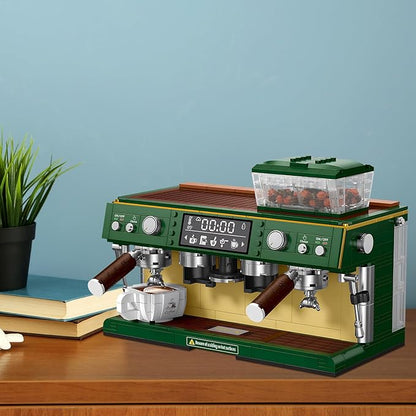 Espresso Double-Head Coffee Maker Model Micro Bricks Building Blocks Set Unique Gifts for Coffee Lover Kids Adults 928 Pieces
