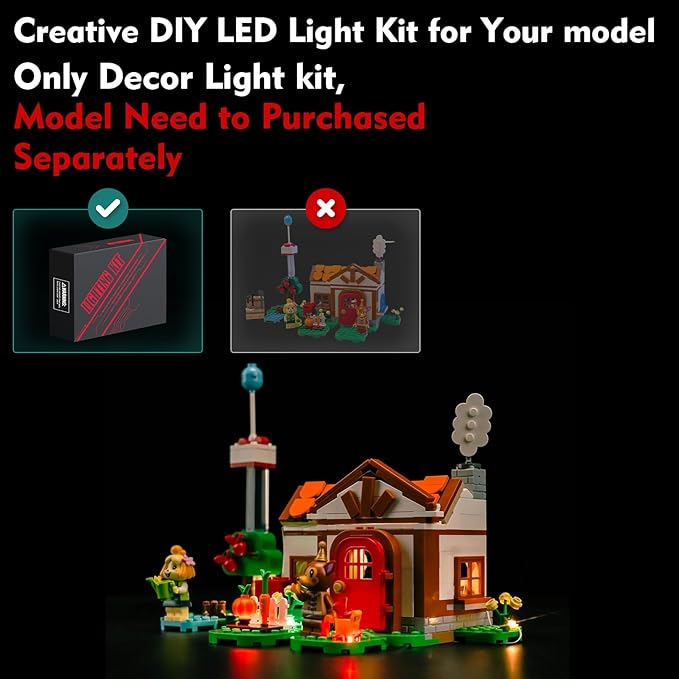 LocoLee LED Light Compatible with LEGO Animal Crossing Isabelle’s House Visit, Creative Lighting Set Compatible with LEGO Isabelle House 77049 Set, Gift for Animal Crossing Fans (No Models Only Light)
