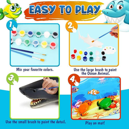 FUNZBO Shark Fish Toys Painting Kits for Kids Art Supplies, Sea Animal Sea Creatures Ocean Toys, Arts and Crafts for Kids Toddlers Boys Girls Ages 3-12