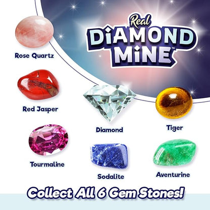 JA-RU Real Diamond Mine Gemstone Dig Kit (6 Packs) Mystery Rock, Minerals, and Gems for Kids | Break Your Own Geodes and a Chance to Get 1 Real Diamond | Party Favors for Kids Goodie Bags. 4630-6s