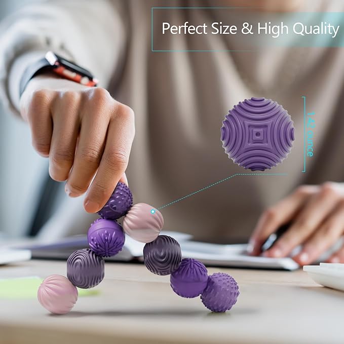 luckdoor Silicone Magnetic Balls Fidget Toys for Adults & Teens,8PCS Stress Relief Sensory Toys for Autism ADHD Anxiety,Fun Textures Gadgets,Office Desk Toy,Stocking Stuffers for Men Women Teen Gifts